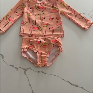 Carter's Pink Flamingo Rashguard Swim Set